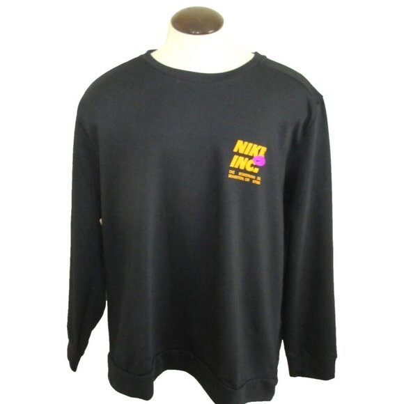 Nike Men's Dri-FIT Fleece Lined Open 24/7 Crew Neck Sweatshirt Black Size 2XL - Picture 1 of 5
